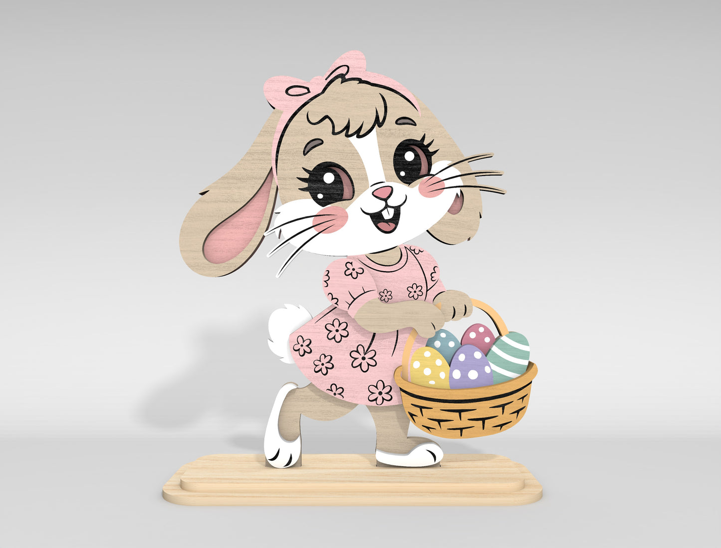 Easter Bunny Stand SVG Bundle Cute Bunny Holding Eggs for Glowforge and xTool