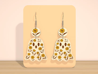 Ghost Sunflower Earrings SVG Bundle for Glowforge xTool LightBurn