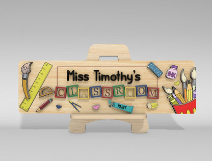 Personalized Teacher Desk Name Plate SVG Laser Cut File for Glowforge and xTool