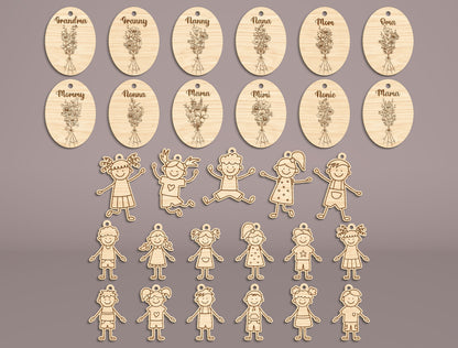 Mom Title Floral Keychain SVG Bundle for LightBurn and Glowforge
