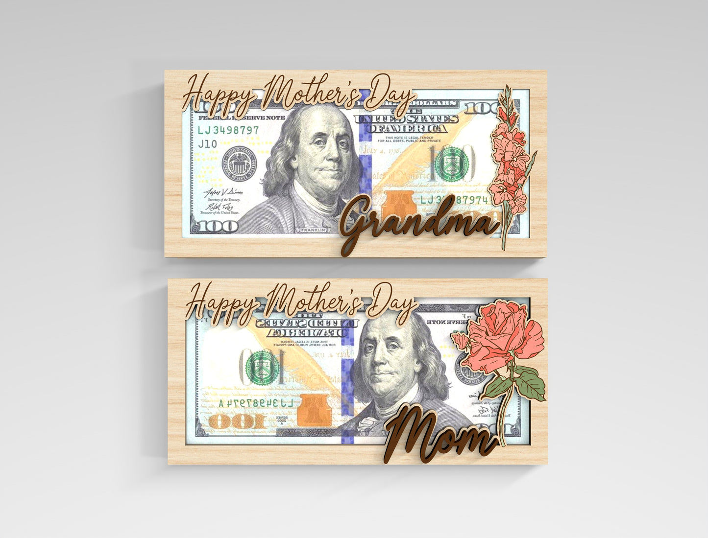 Mother's Day Money Holder SVG Bundle Birth Flower Mom Gift Laser Cut File for xTool and Glowforge