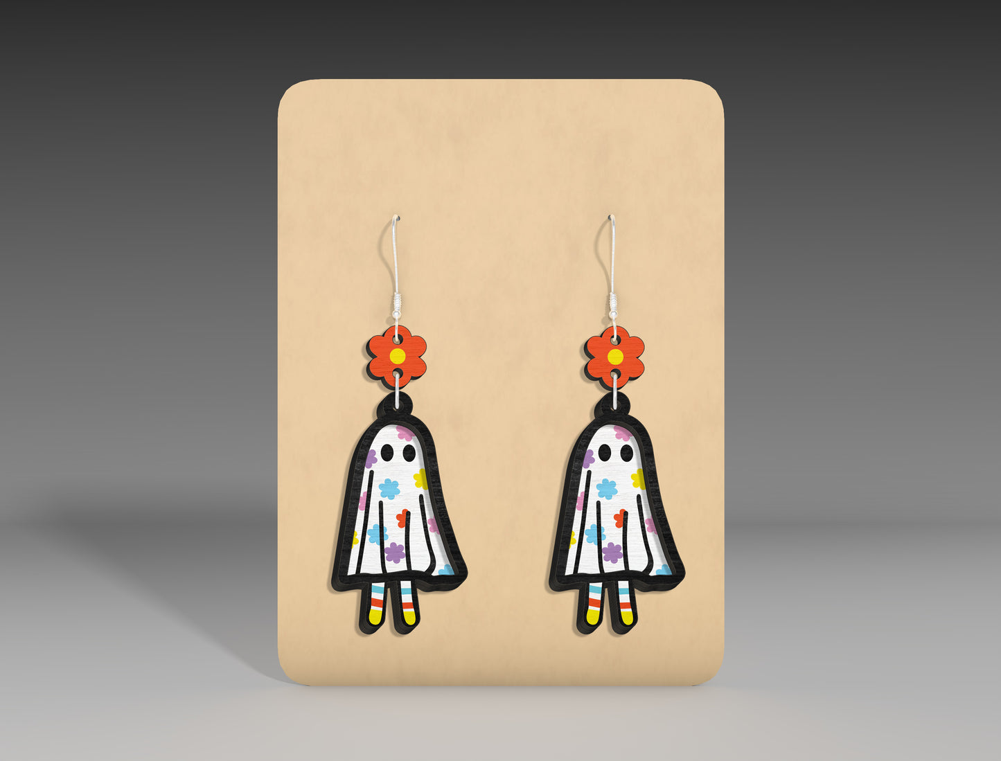 Halloween Floral Ghost Earrings SVG Bundle 3 Designs for xTool LightBurn Glowforge