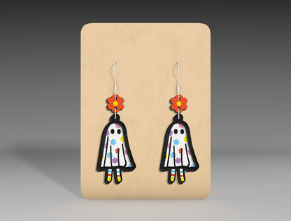 Halloween Floral Ghost Earrings SVG Bundle 3 Designs for xTool LightBurn Glowforge