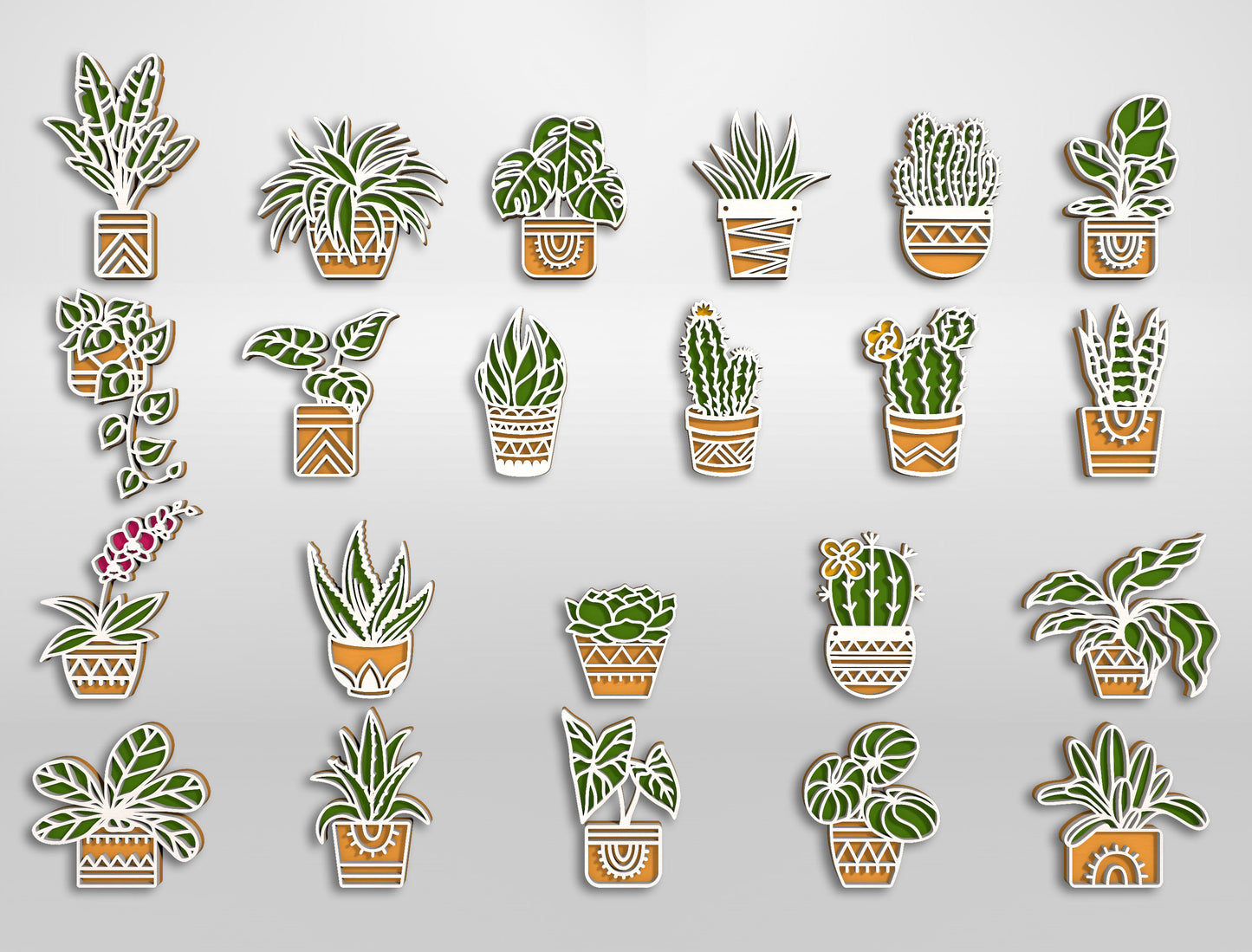 Home Plants Magnet SVG Bundle for Glowforge xTool Laser Cut File