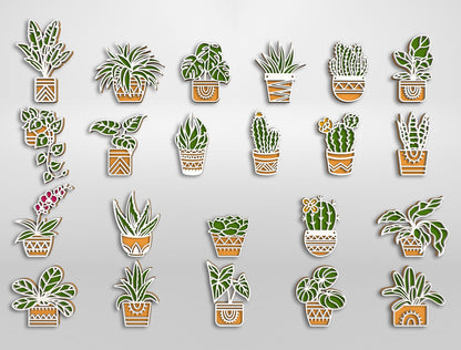 Home Plants Magnet SVG Bundle for Glowforge xTool Laser Cut File