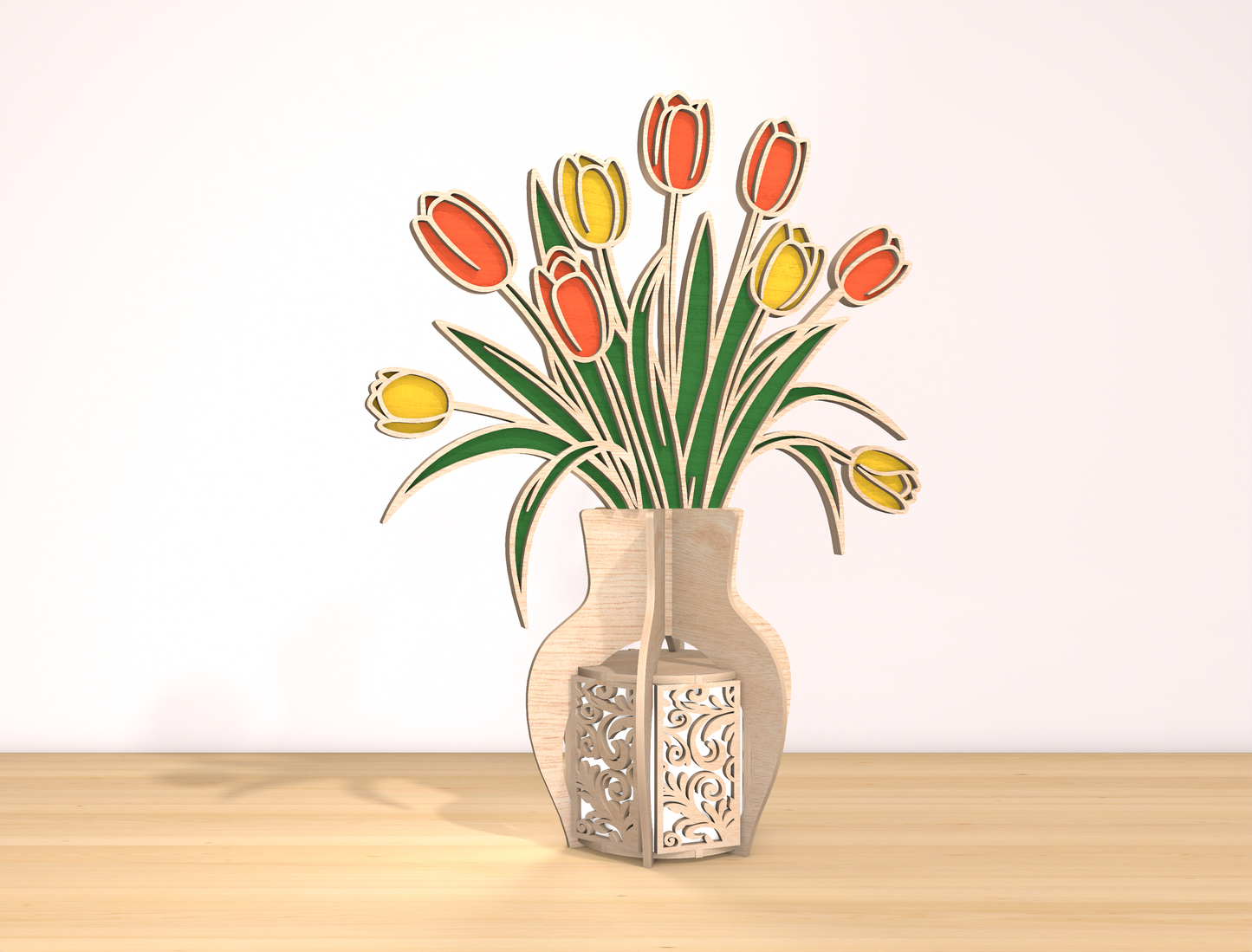 Tulip Lantern SVG Floral Candle Holder Laser Cut File for Glowforge and LightBurn