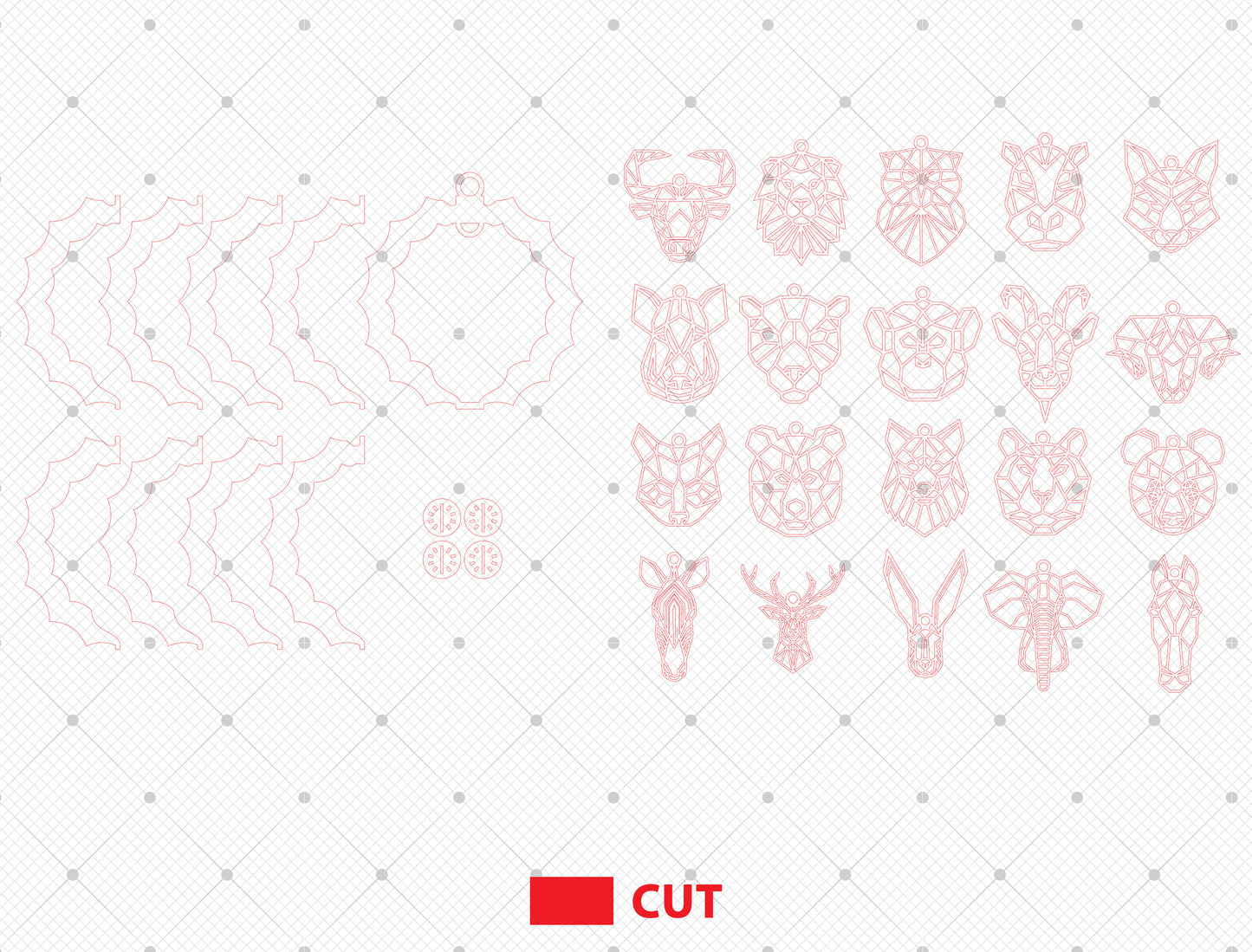 Geometric Animal Spinner SVG Bundle for Glowforge and LightBurn