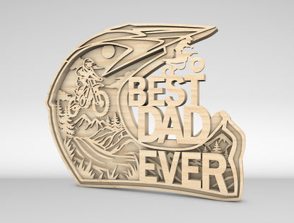 Best Dad Ever Motocross Helmet Sign SVG Laser Cut File for Glowforge and LightBurn