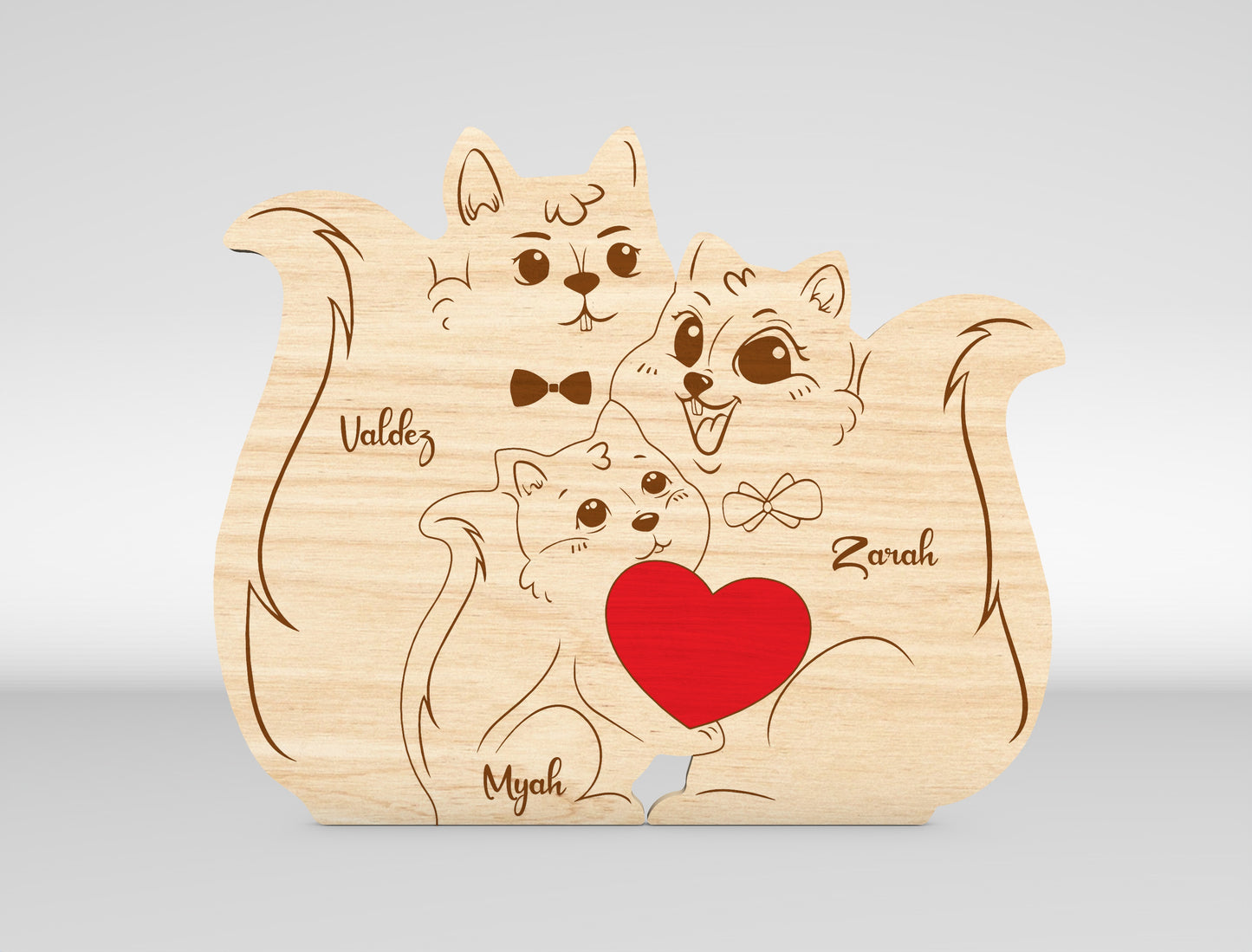 Squirrel Family Puzzle Sign SVG Laser Cut File for Glowforge and LightBurn