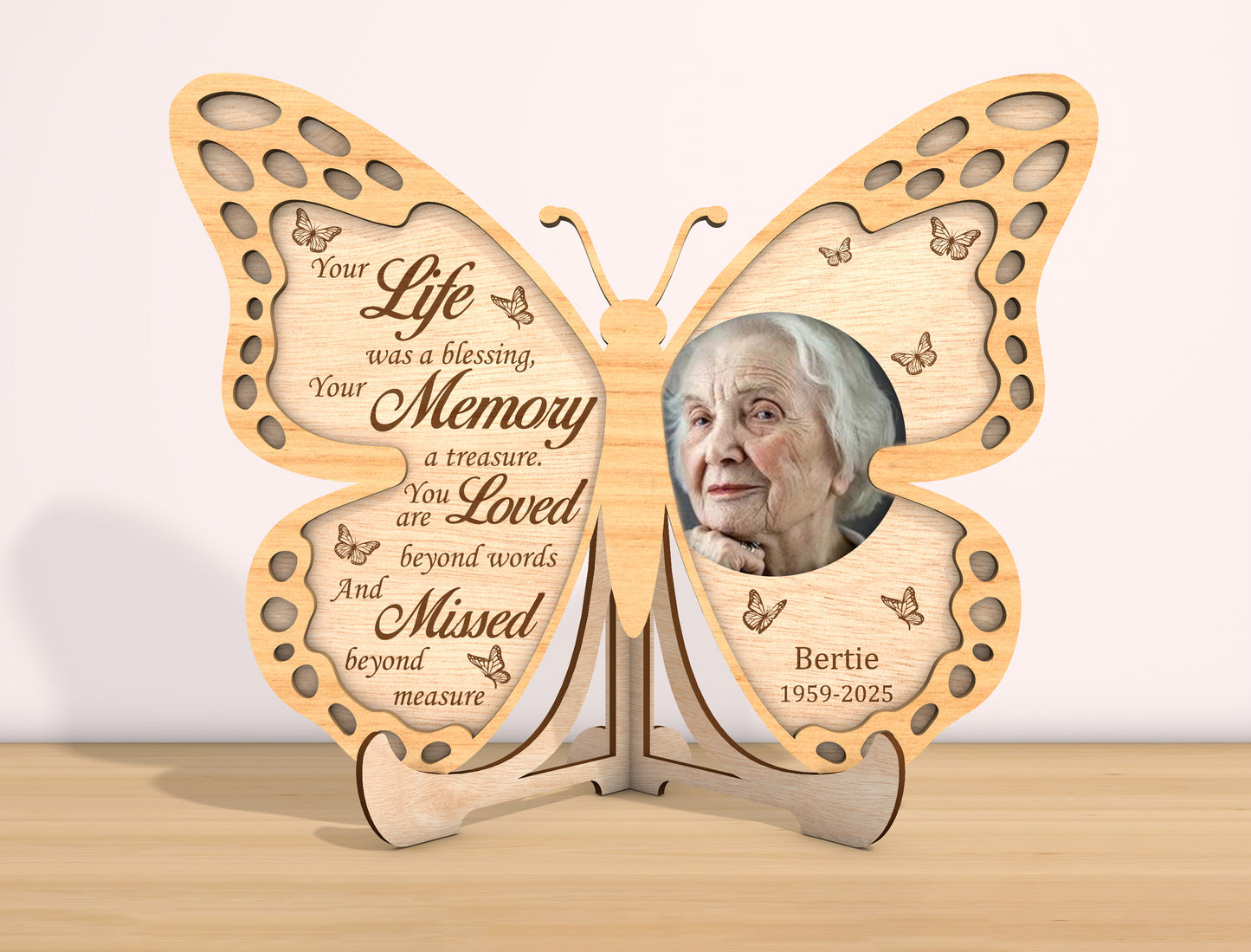 Butterfly Memorial Photo SVG Laser Cut File for LightBurn