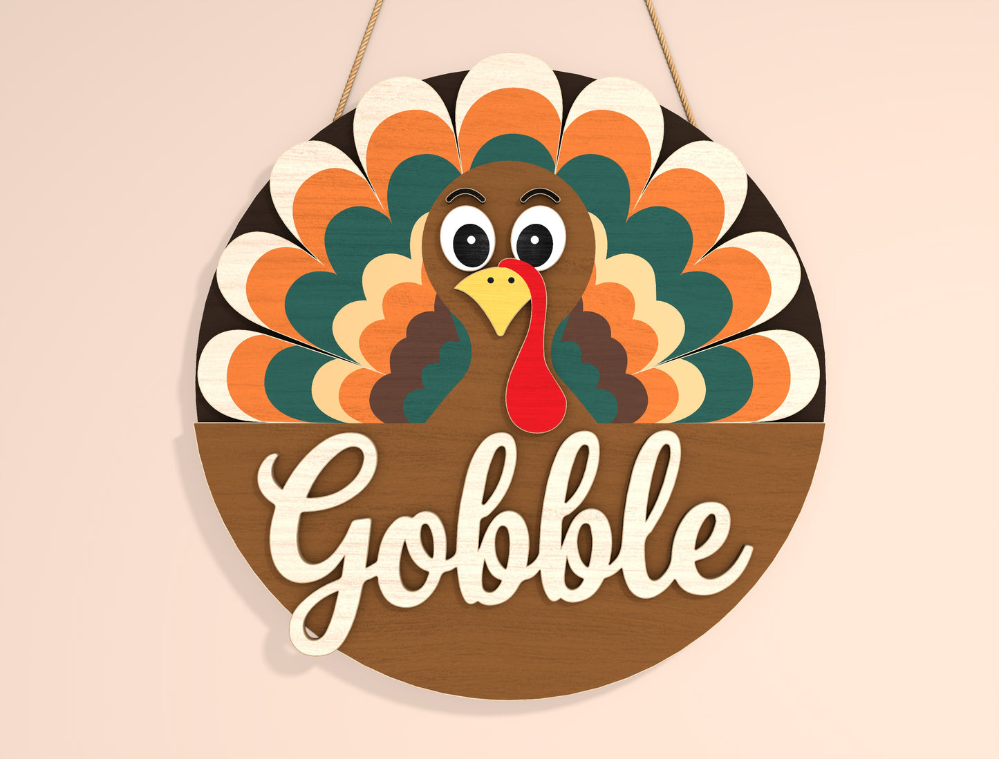 Thankful Gobble Turkey Door Hanger SVG Bundle for Glowforge xTool LightBurn | 2 Designs