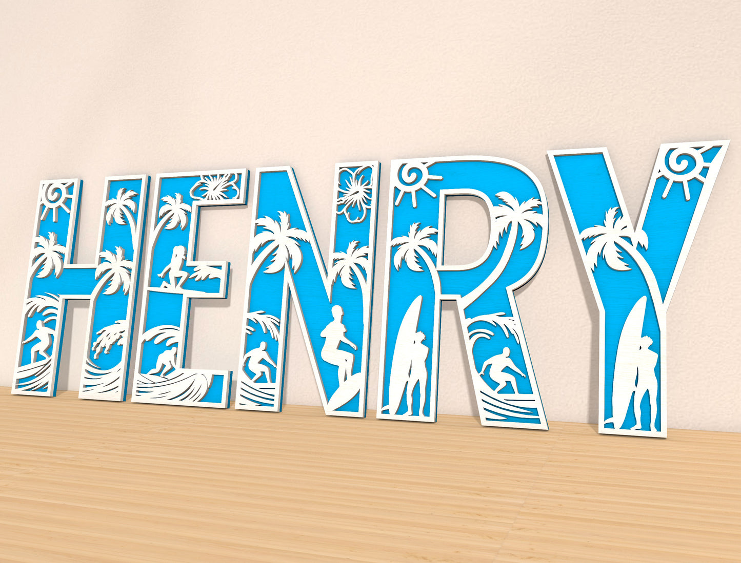 Ocean Theme Alphabet SVG Laser Cut File for Glowforge and LightBurn