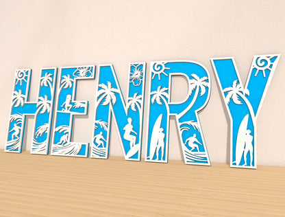 Ocean Theme Alphabet SVG Laser Cut File for Glowforge and LightBurn