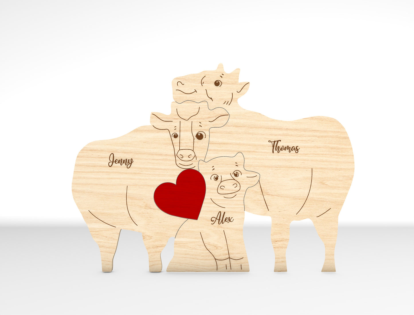 Personalized Family Highland Cow Puzzle SVG for LightBurn