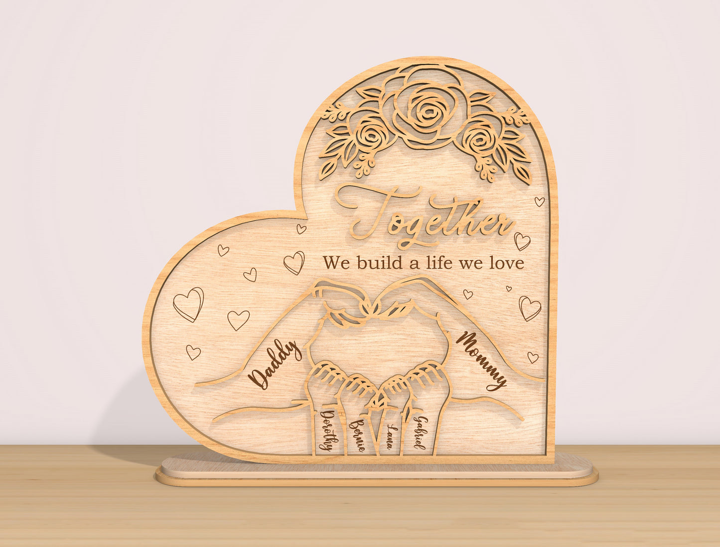 Family Hands Heart Sign SVG Bundle Together We Build for Glowforge