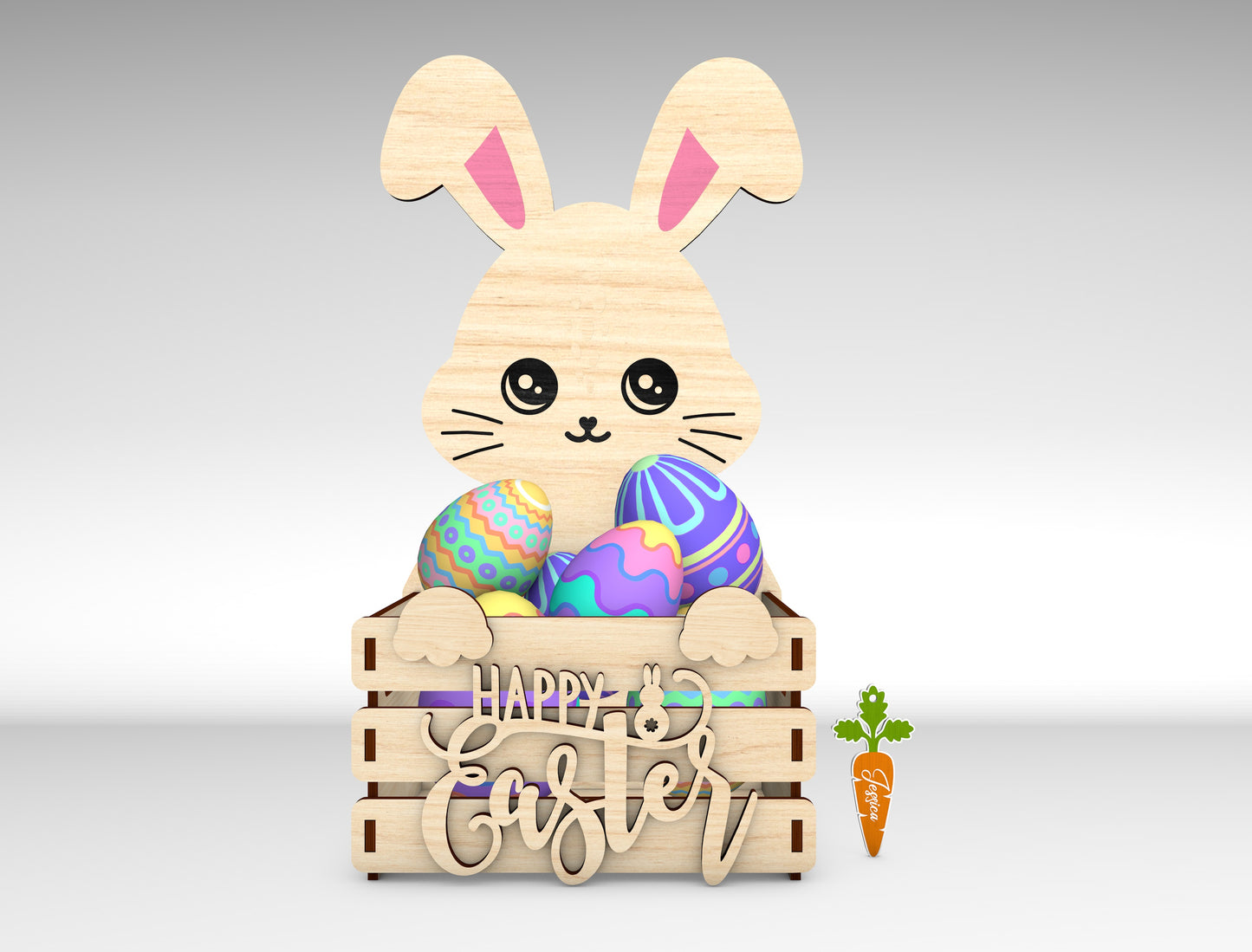Personalized Easter Bunny Basket SVG Bundle for LightBurn and xTool