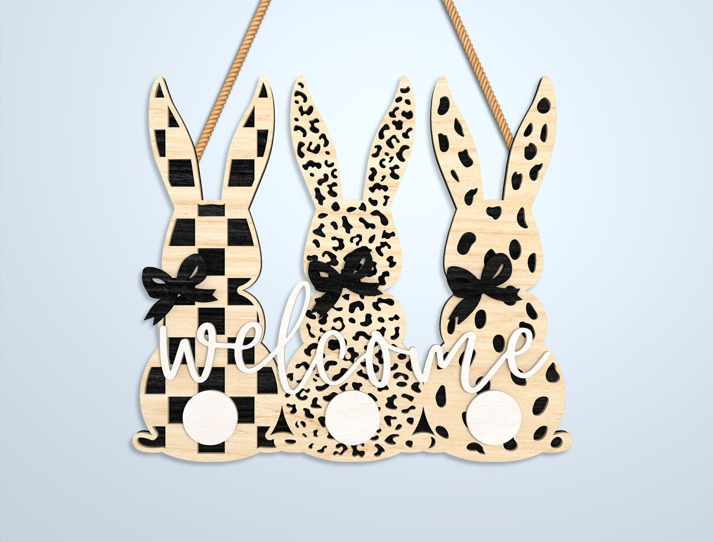 Easter Bunny Welcome Sign SVG Bundle 7 Designs for LightBurn and xTool