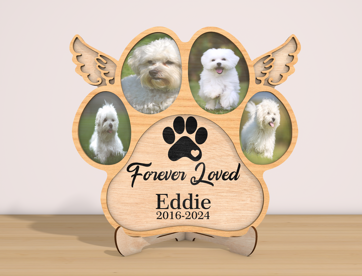 Dog Paw Angel Wings Photo Memorial SVG for xTool and Glowforge