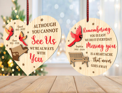 Cardinal Memorial Ornament SVG Heart Remembrance Quote Decor Laser Cut File for Glowforge