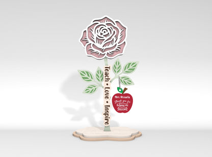 Personalized Peony Daisy Rose SVG Laser Cut File for Glowforge and LightBurn