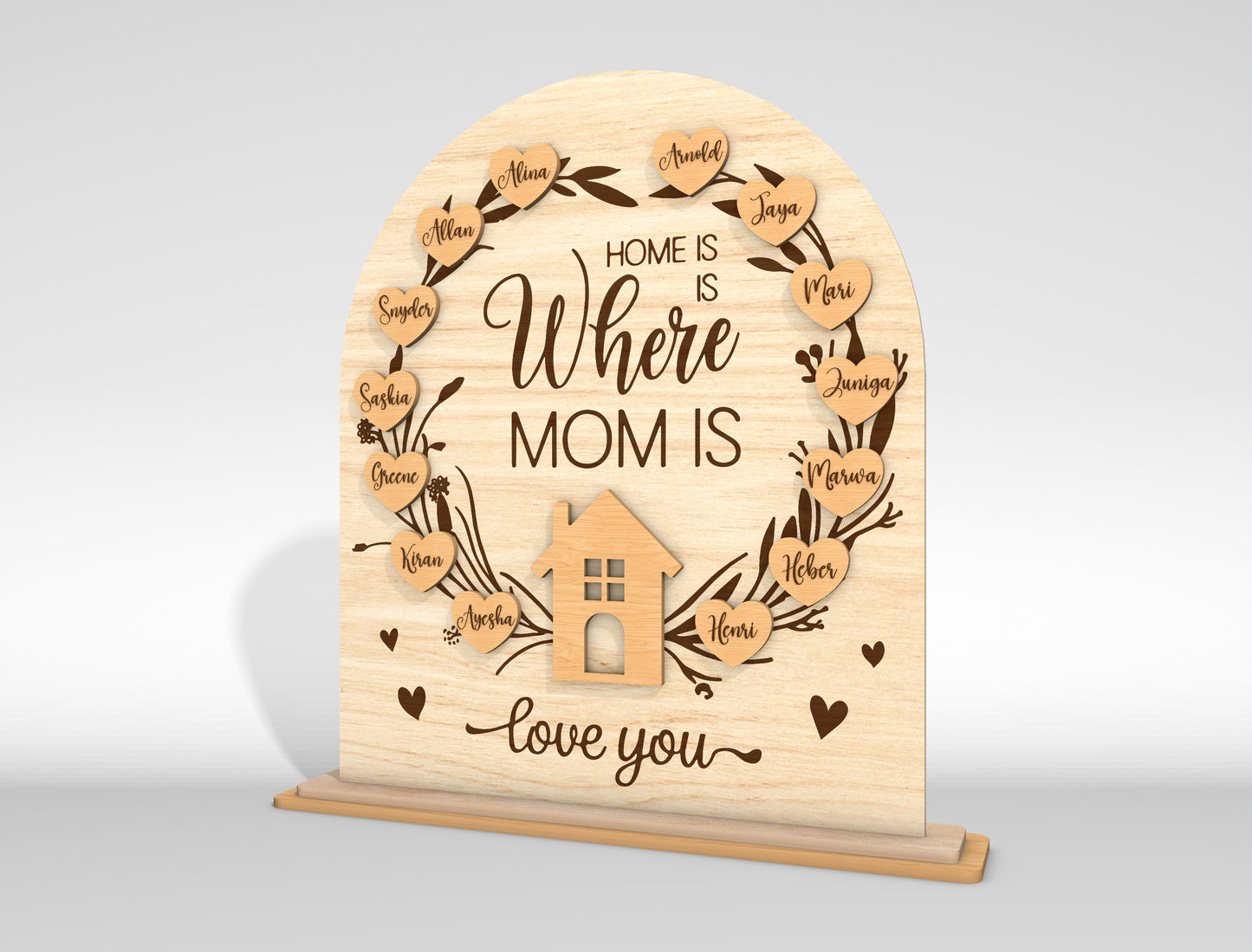 Personalized Mom Sign SVG Home Is Where Mom Is Laser Cut File for xTool and LightBurn