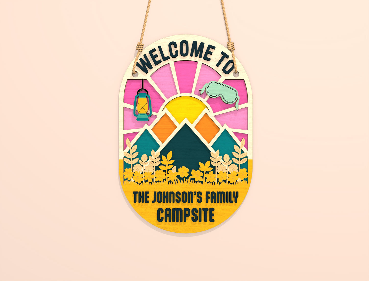 Personalized Pink Campsite Sign SVG Bundle for Glowforge Users