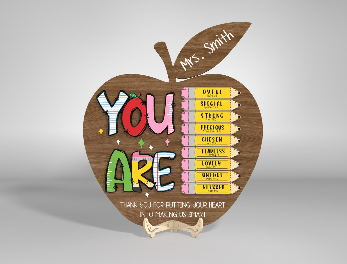 Teacher Appreciation Apple Standing Sign Laser Cut File SVG for LightBurn and Glowforge