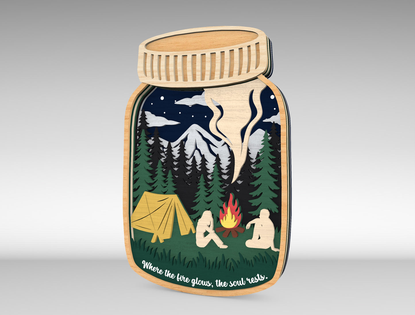 Multilayer Camping Mason Jar SVG for xTool and Glowforge