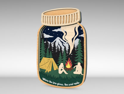 Multilayer Camping Mason Jar SVG for xTool and Glowforge