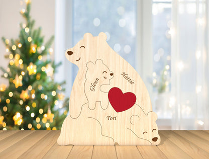 Personalized Family Bear Puzzle SVG for Glowforge and xTool