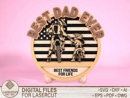Father Son Patriotic Dad Sign SVG Laser Cut File for Glowforge and xTool