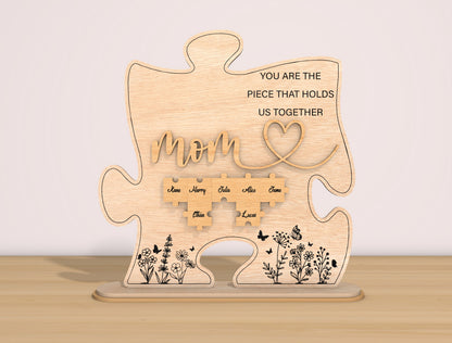 Mom Puzzle Family Names Sign SVG Bundle for Glowforge and xTool
