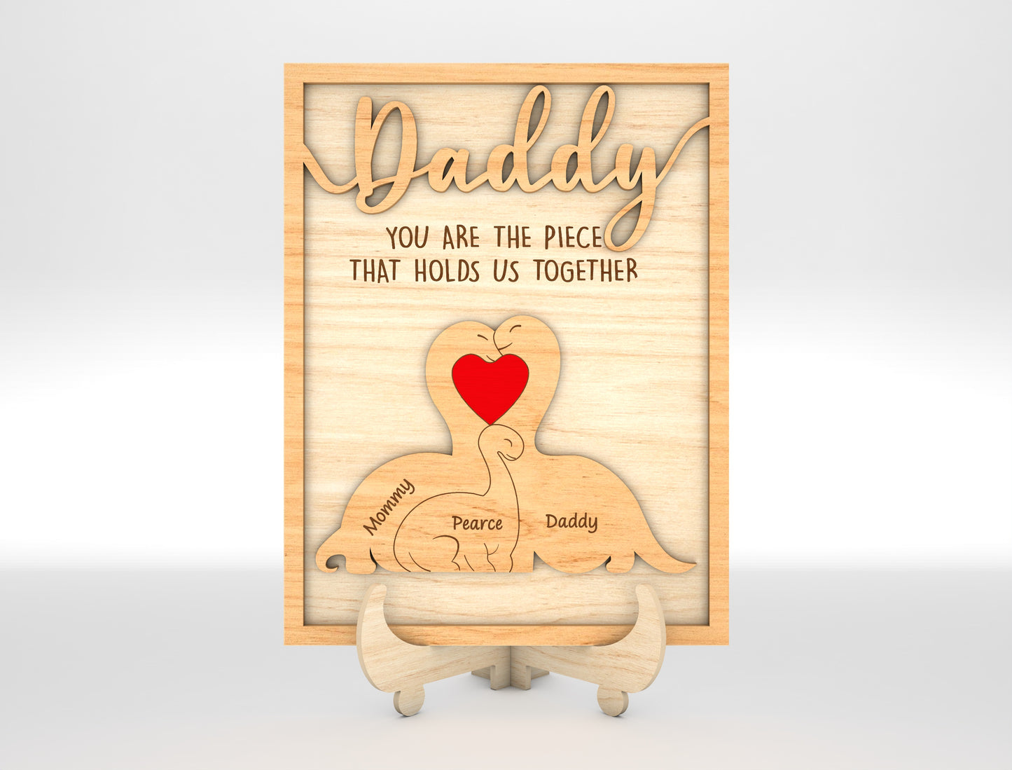 Personalized Father Dinosaur Puzzle Frame SVG for Glowforge