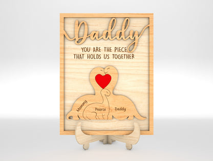 Personalized Father Dinosaur Puzzle Frame SVG for Glowforge