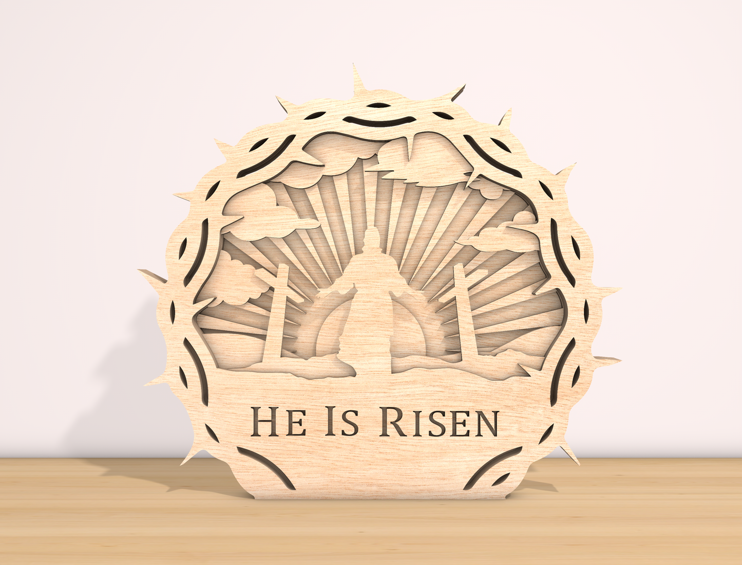 Multilayer He Is Risen Crown of Thorns SVG Bundle for LightBurn and xTool