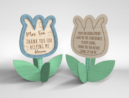 Personalized Teacher Flower Tabletop SVG Bundle for Glowforge and xTool