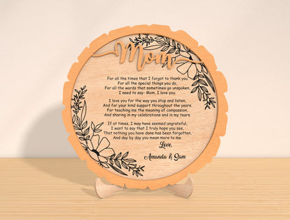Mom Poem Floral Plaque SVG Bundle for LightBurn and Glowforge
