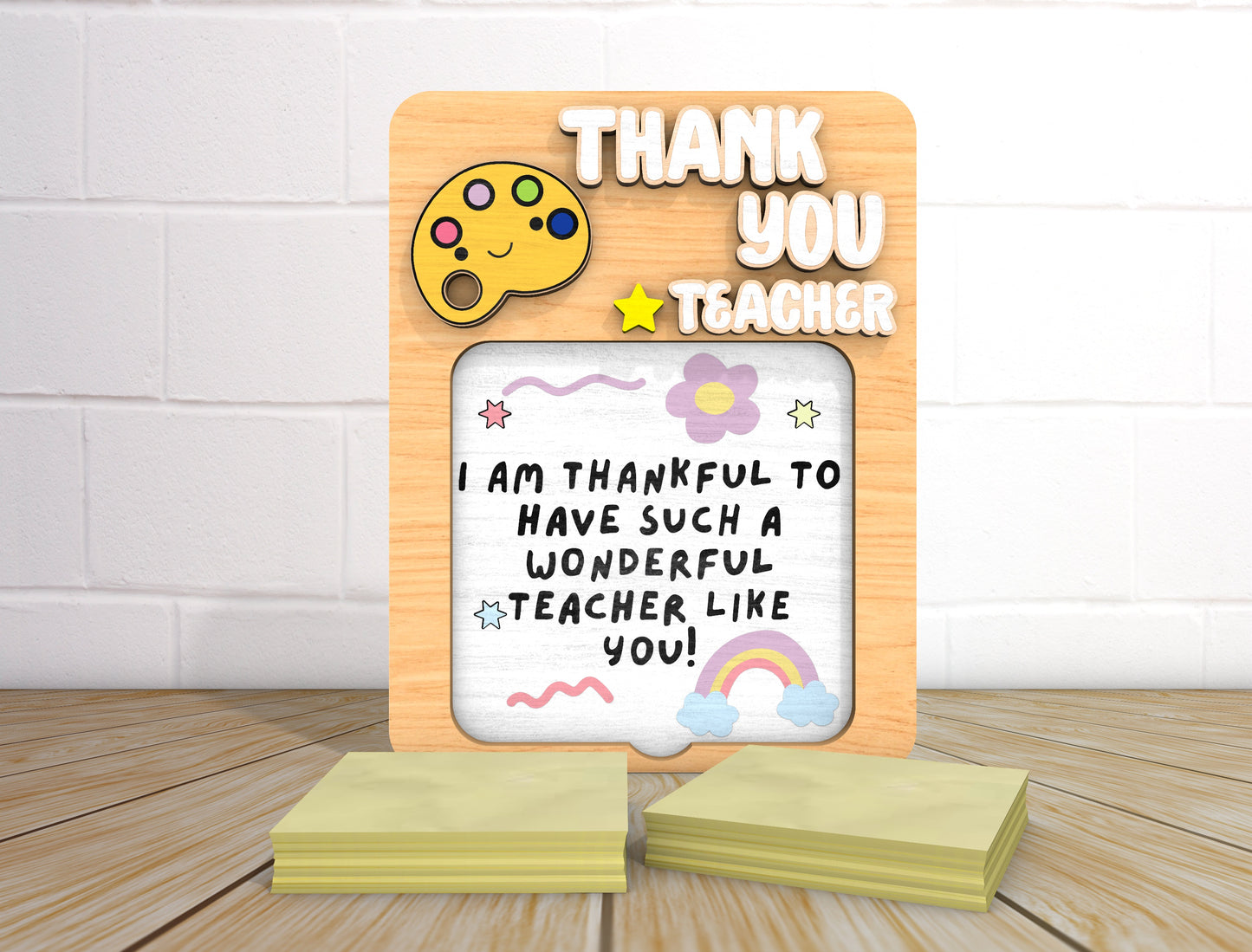 Teacher Sticky Note Holder SVG Bundle “Thank You Teacher” for xTool and Glowforge