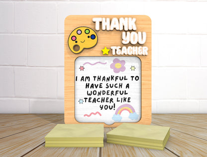 Teacher Sticky Note Holder SVG Bundle “Thank You Teacher” for xTool and Glowforge