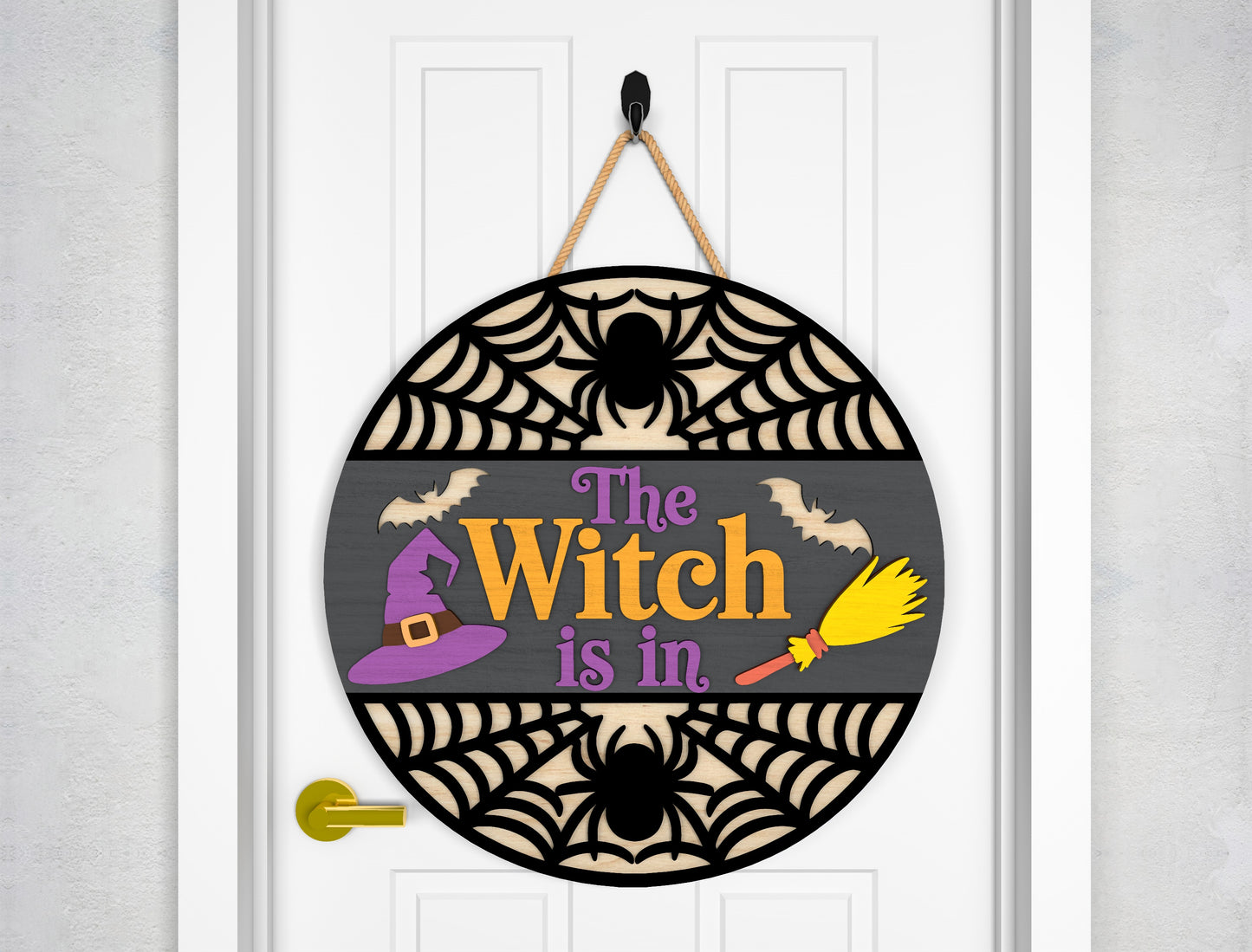 2 Witch and Ghost Halloween Door Sign SVG Laser Cut Bundle for LightBurn