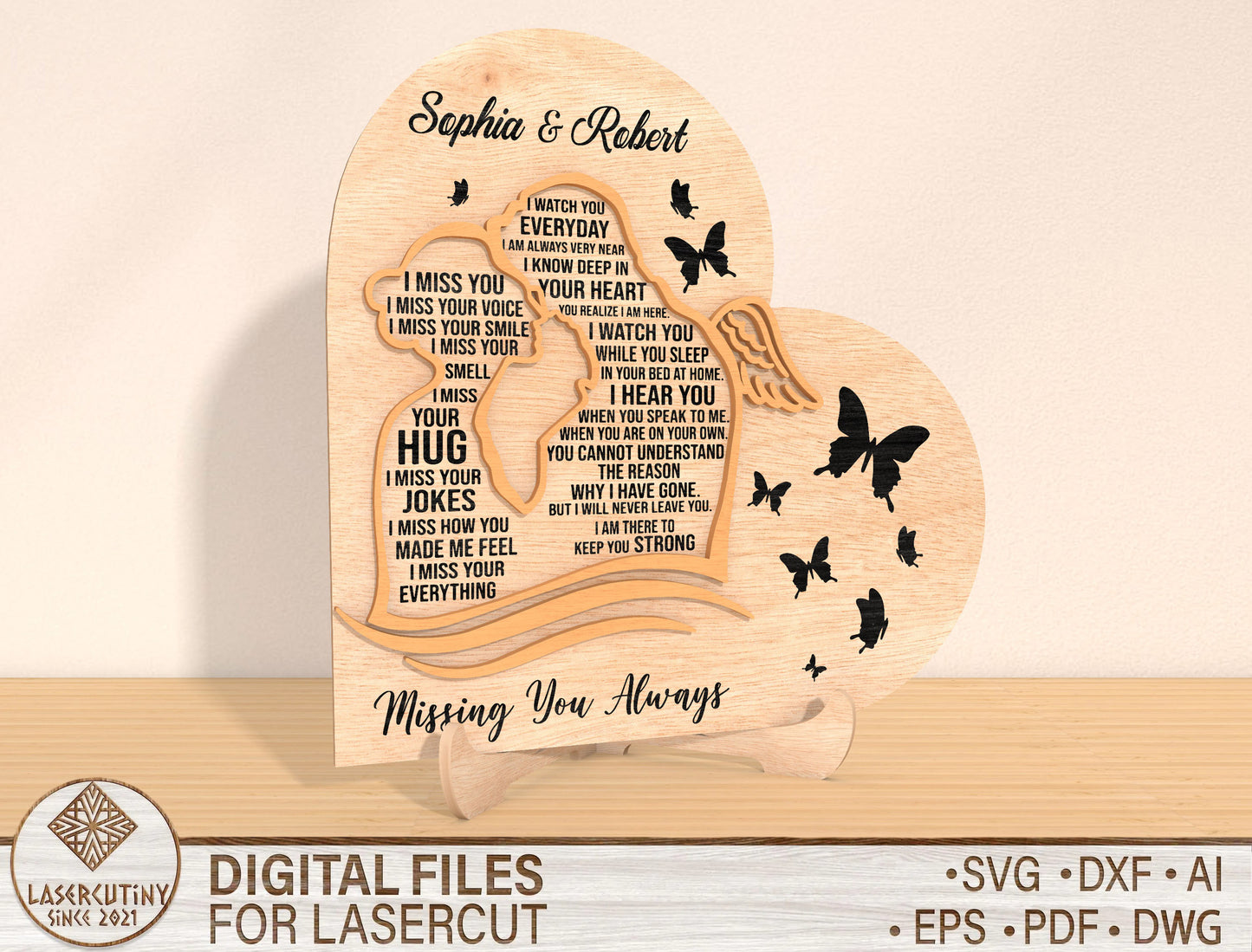 Heart Memorial Photo Plaque SVG Laser Cut File for Glowforge
