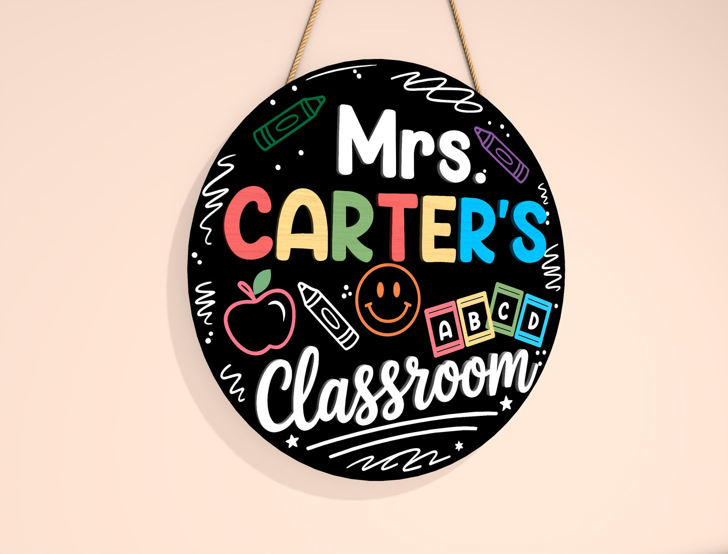 Personalized Classroom Door Sign Laser Cut File for Glowforge and xTool