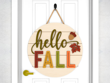 Hello Fall Door Hanger SVG for Glowforge xTool LightBurn