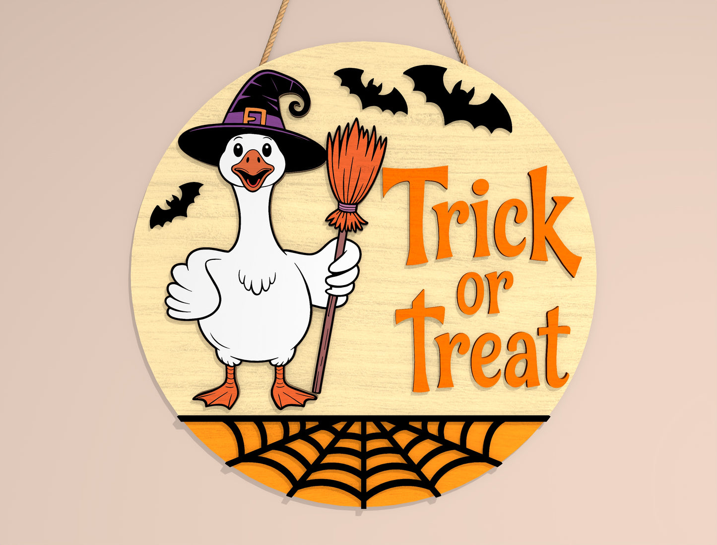 Trick or Treat Halloween Door Hanger SVG Set for Glowforge xTool LightBurn 2 Designs