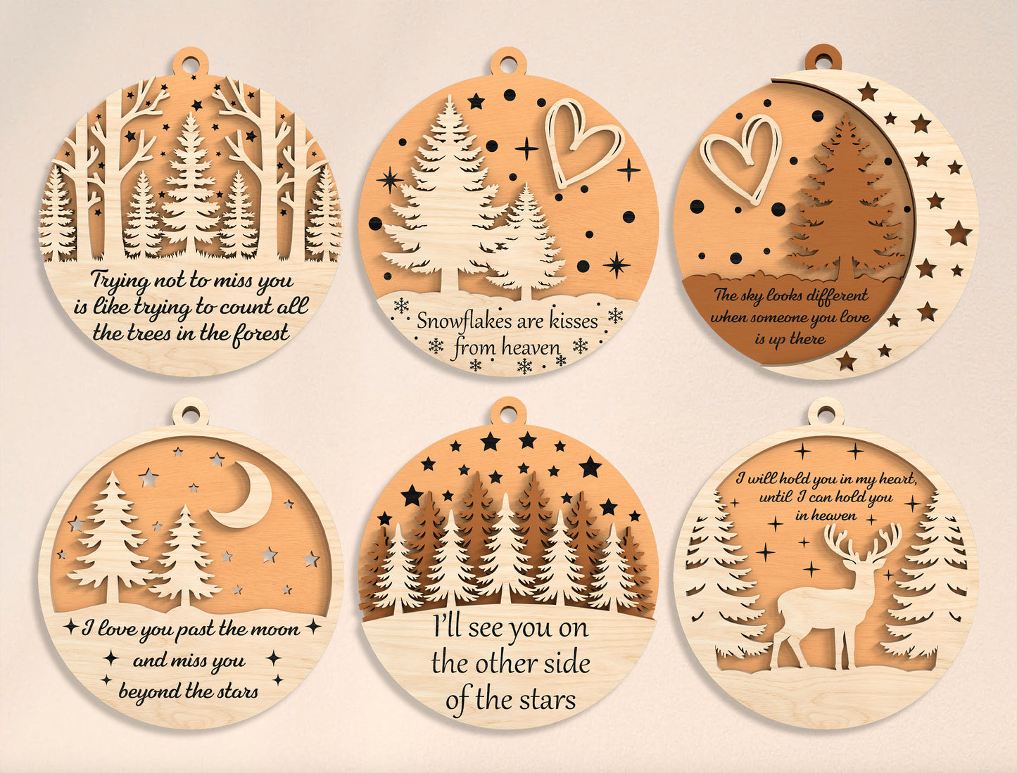 Winter Forest Memorial Ornament SVG Bundle for xTool and Glowforge