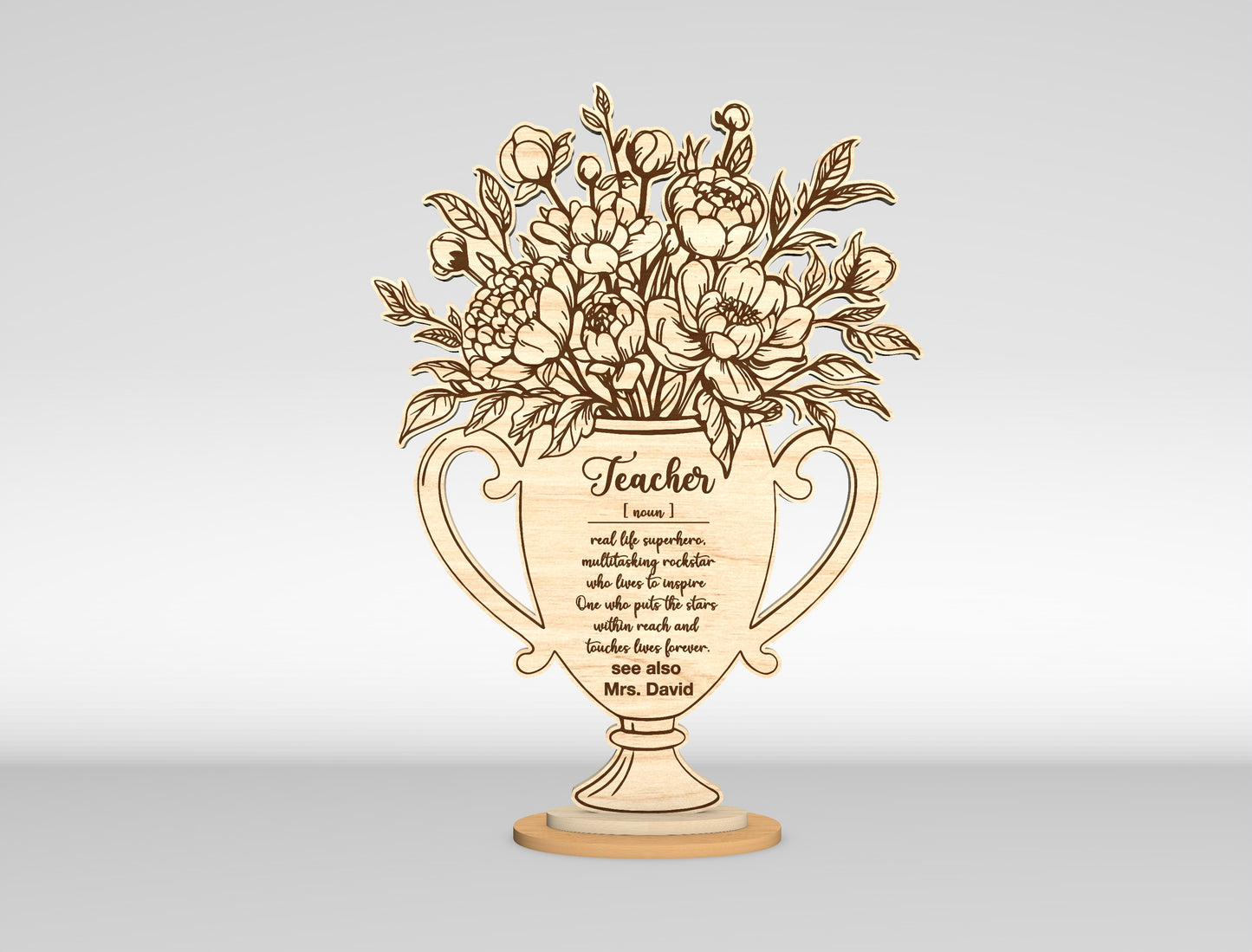 Teacher Flower Vase SVG Laser Cut File for Glowforge and LightBurn