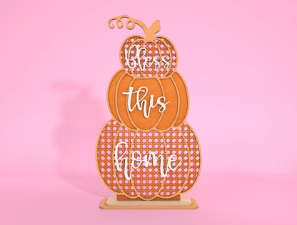 Home Sweet Home and Bless This Home Stacked Pumpkin SVG Set for Glowforge xTool LightBurn 2 Designs