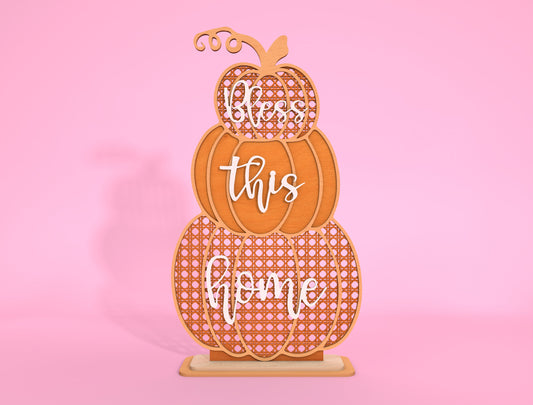 Home Sweet Home and Bless This Home Stacked Pumpkin SVG Set for Glowforge xTool LightBurn 2 Designs