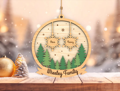 Personalized Family Snowflake Forest Christmas Ornament SVG 3