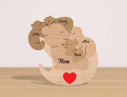 Personalized Mama Bear Puzzle Sign SVG Bundle for LightBurn and xTool